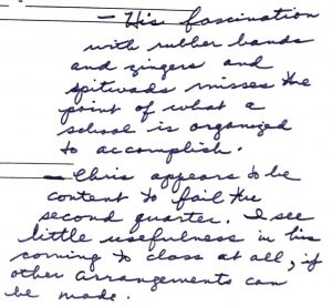 Chris Masterjohn's 10th grade English Class Progress Report